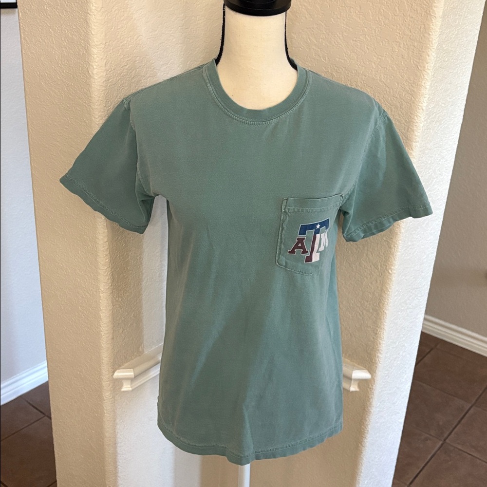 Comfort Color Texas A&M University green pocket tee Size S - Picture 9 of 17